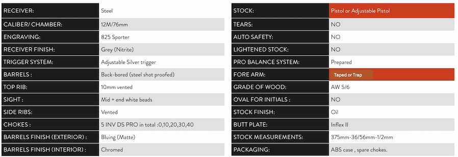 Browning 825 S3 Black Sporter Shotgun